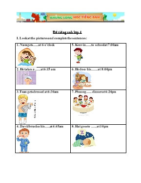 Đề và đáp án kiểm tra Tiếng anh lớp 4